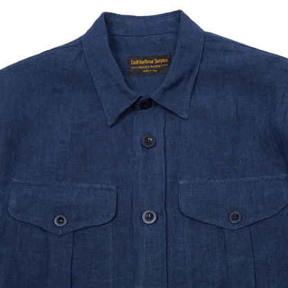 East Harbour Ellis Linen Field Jacket in Blue