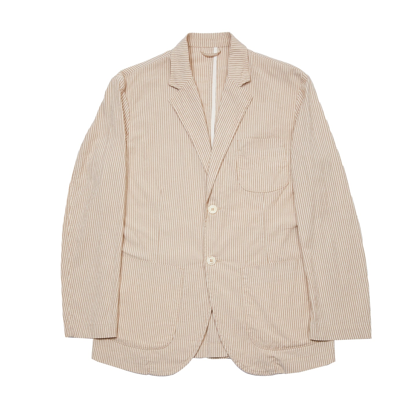 East Harbour Surplus Brest Seersucker Jacket in Beige
