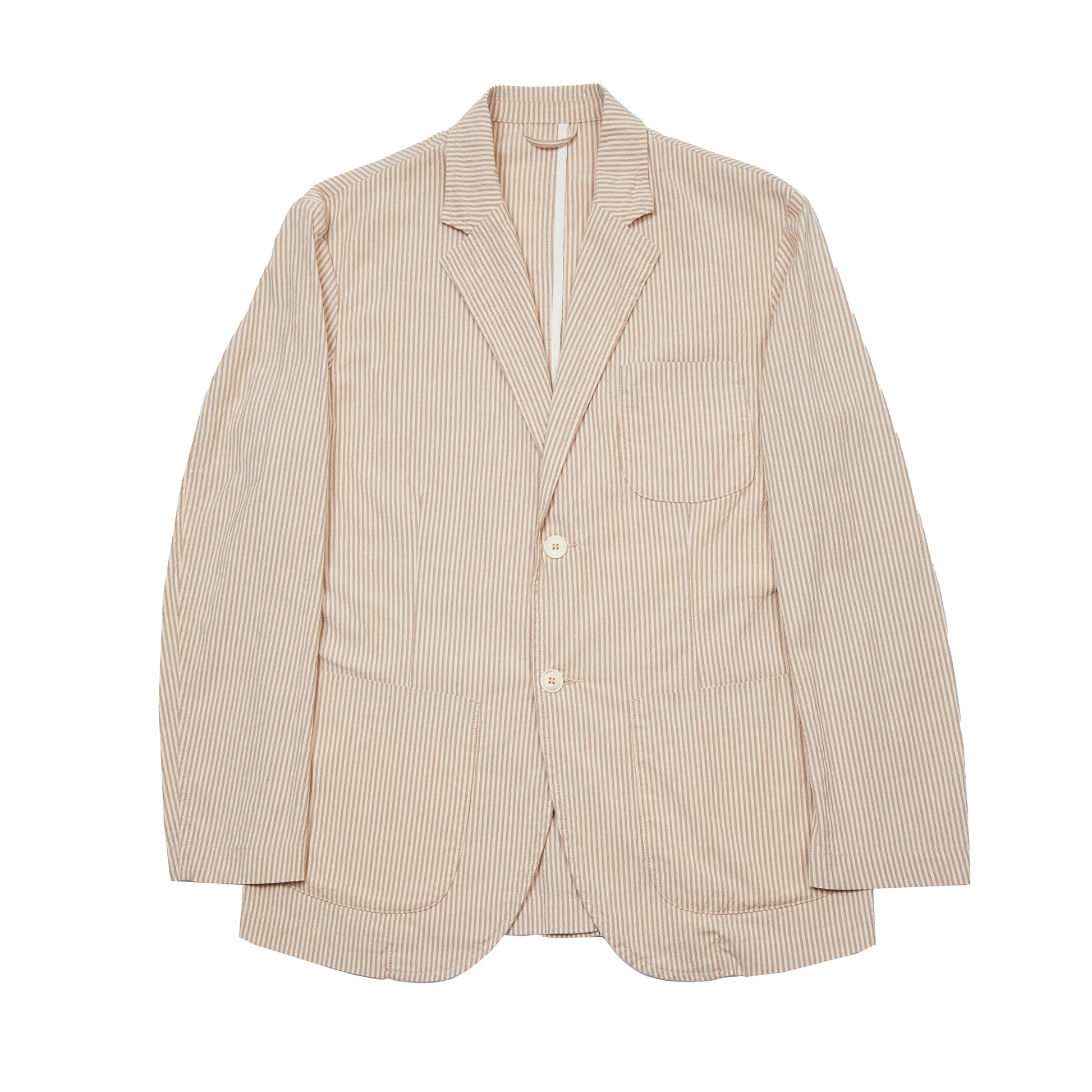 East Harbour Surplus Brest Seersucker Jacket in Beige