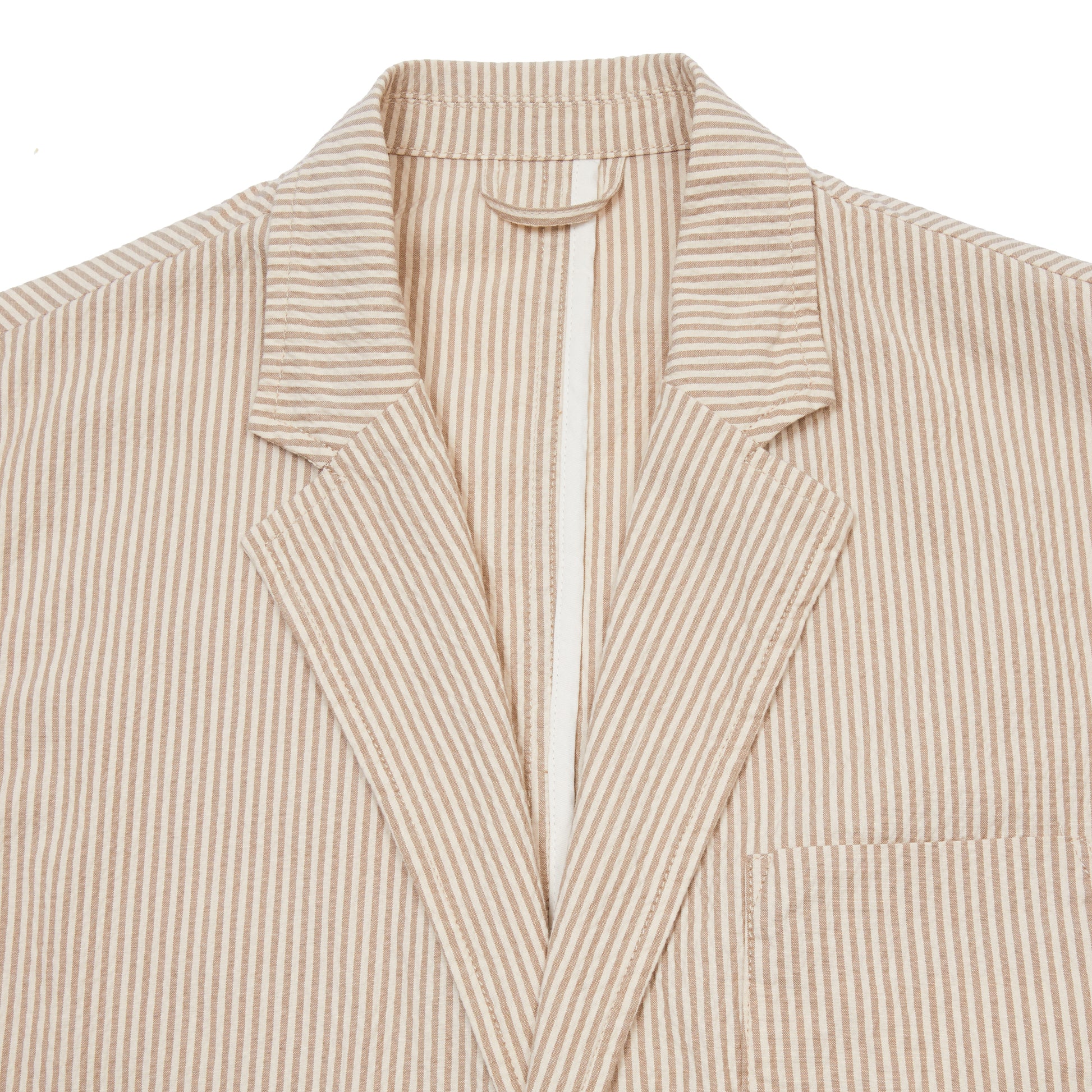 East Harbour Surplus Brest Seersucker Jacket in Beige