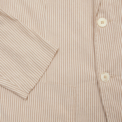 East Harbour Surplus Brest Seersucker Jacket in Beige