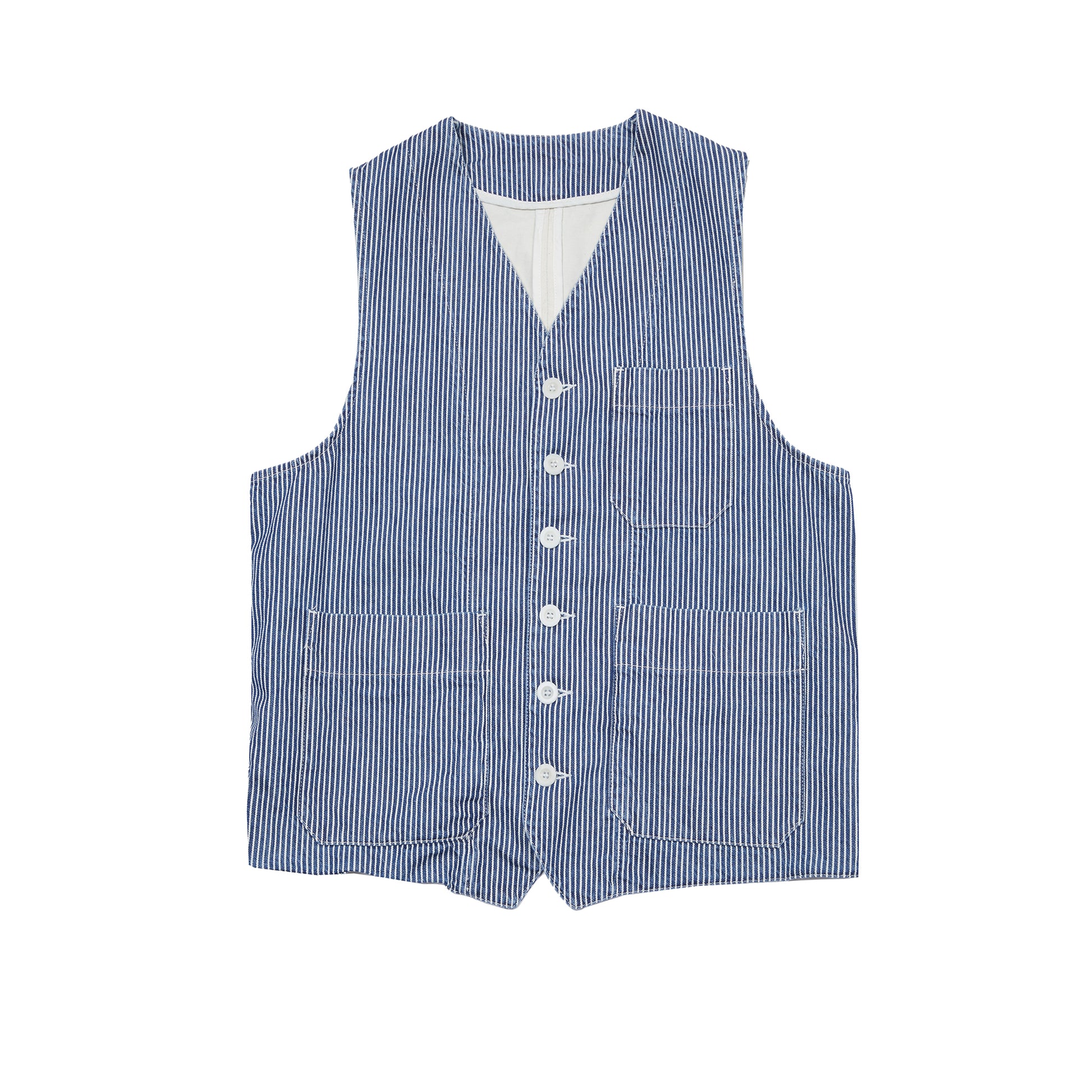 East Harbour Surplus Brooks Denim Vest in Hickory Stripe