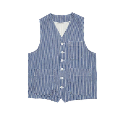 East Harbour Surplus Brooks Denim Vest in Hickory Stripe