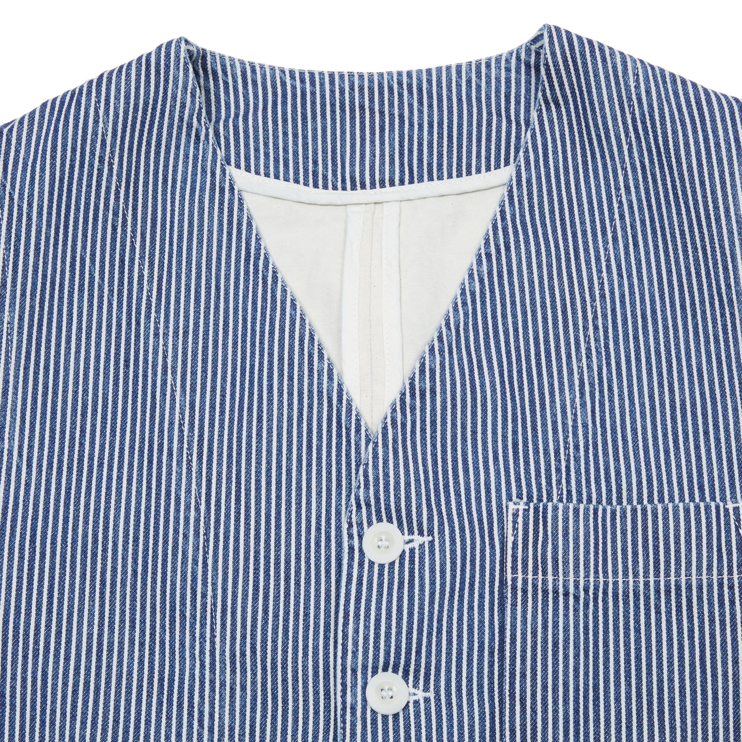 East Harbour Surplus Brooks Denim Vest in Hickory Stripe