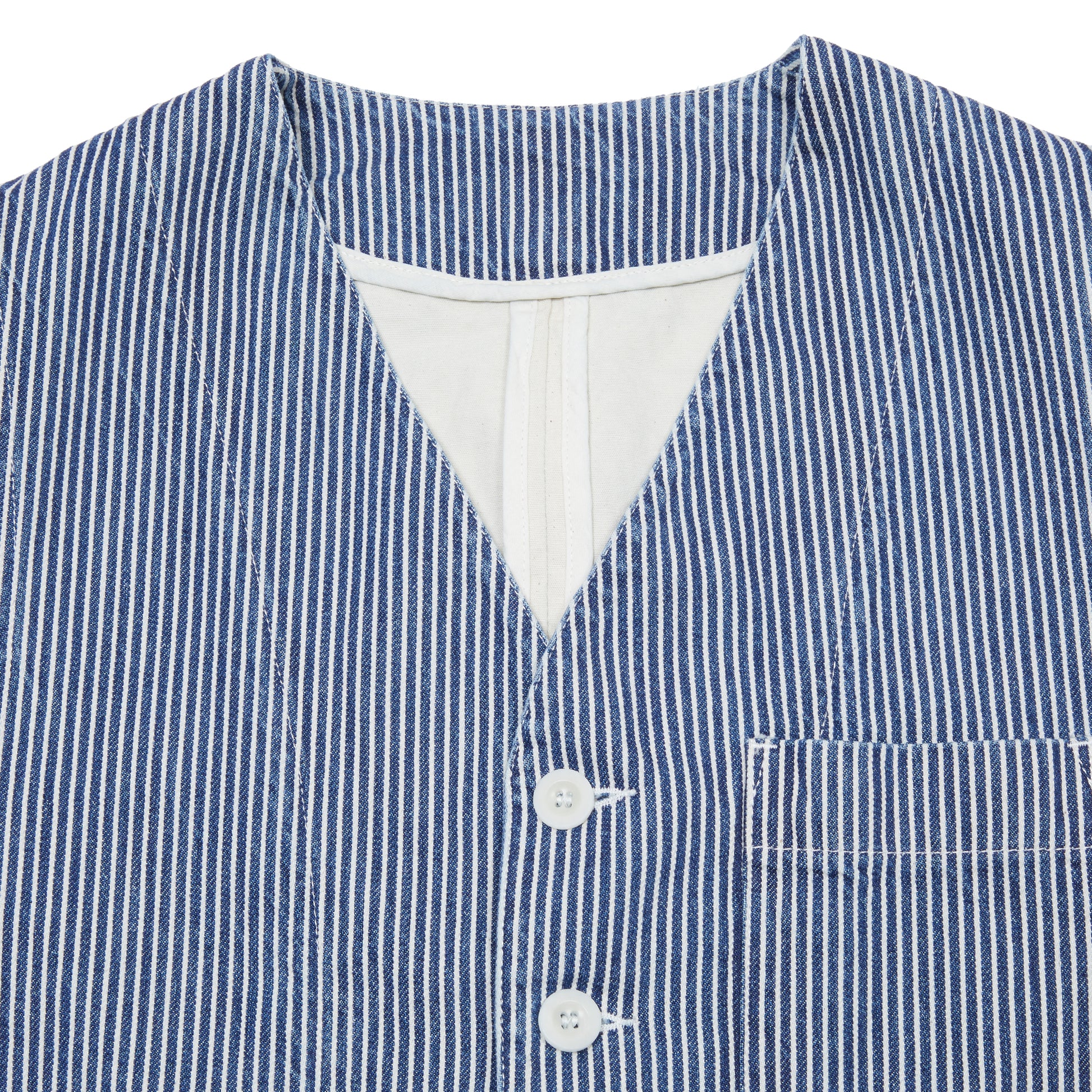 East Harbour Surplus Brooks Denim Vest in Hickory Stripe