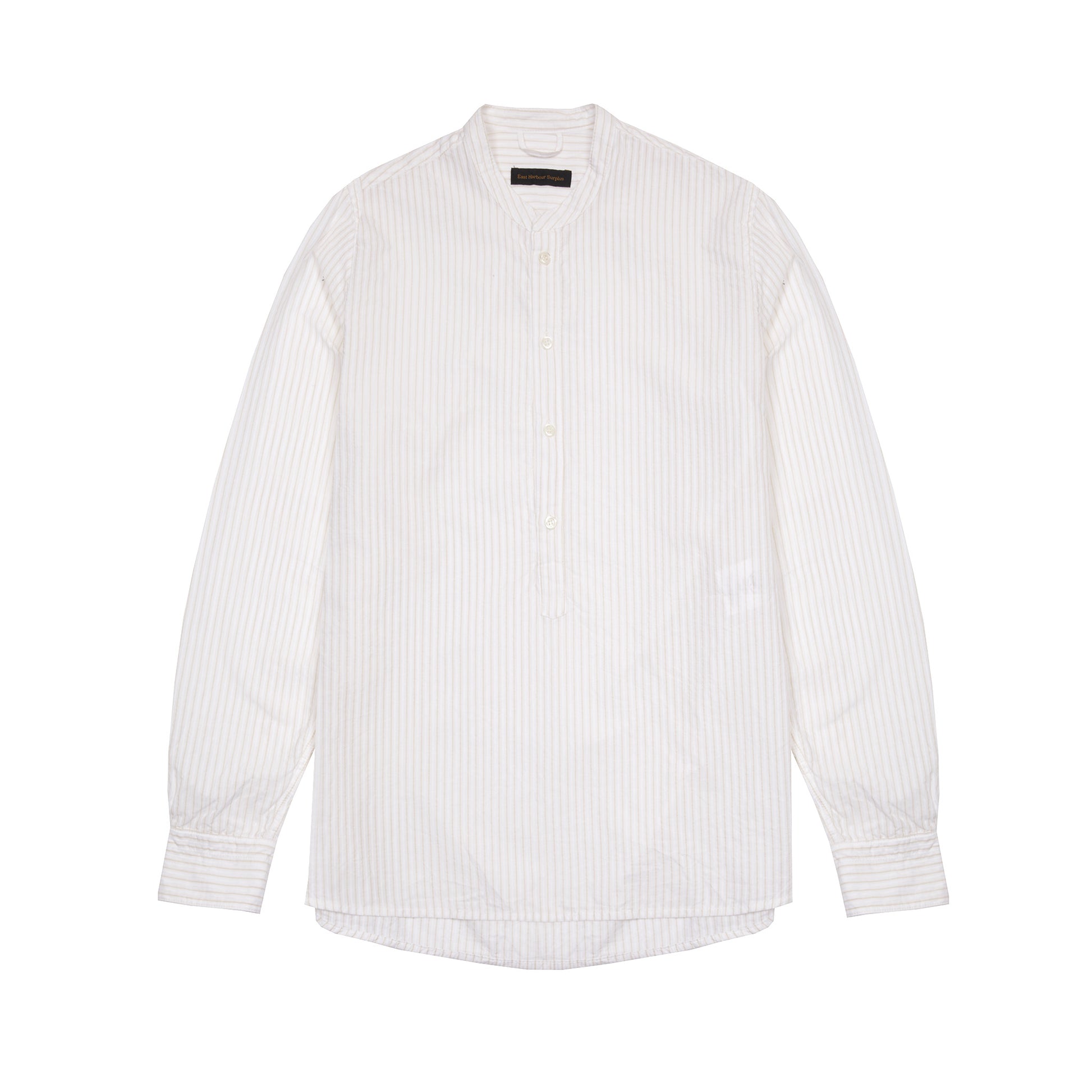 East Harbour Surplus Seul Shirt in Off White / Sand Stripe
