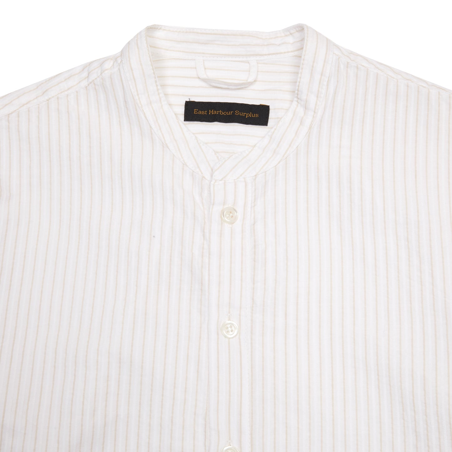 East Harbour Surplus Seul Shirt in Off White / Sand Stripe 2