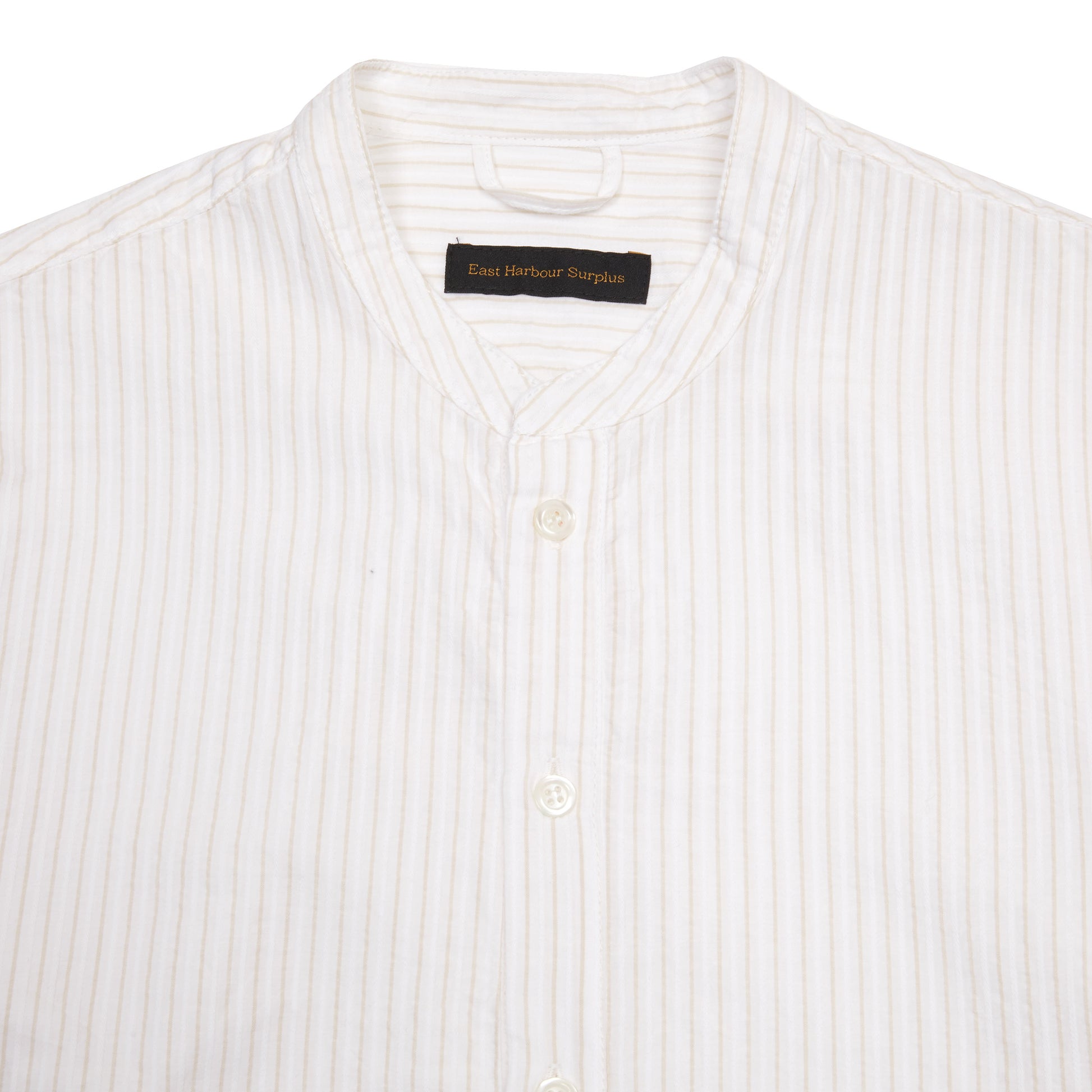 East Harbour Surplus Seul Shirt in Off White / Sand Stripe 2