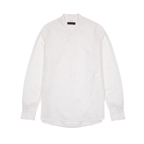 East Harbour Surplus Seul Shirt in Off White / Sand Stripe