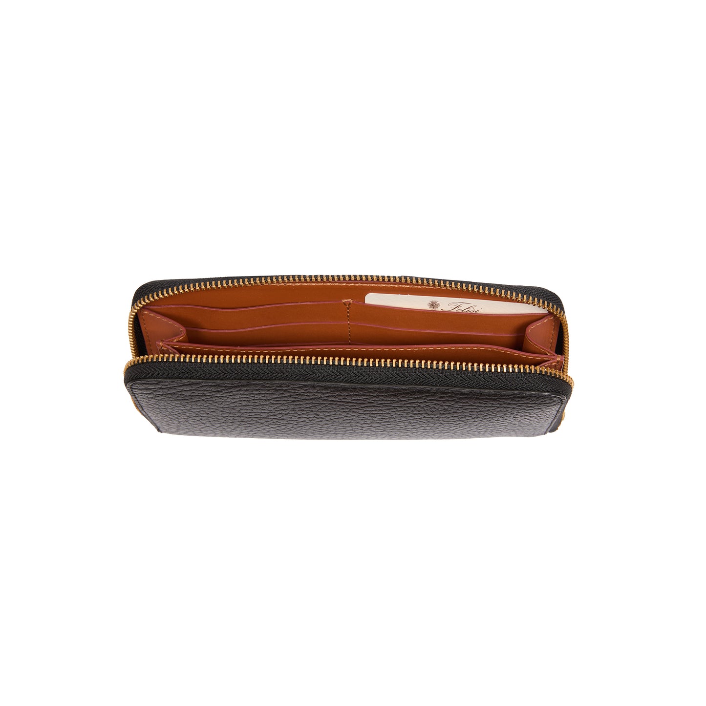 Felisi Zip Calfskin Wallet in Black