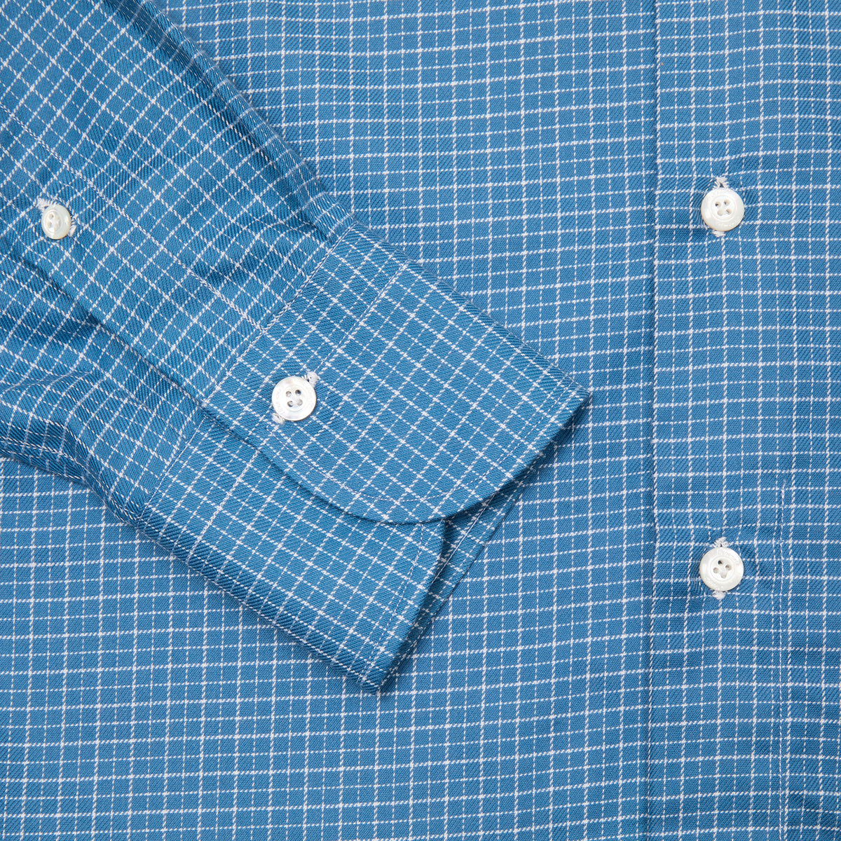 Finamore Napoli Luigi Cotton-Cashmere Shirt in Blue Check