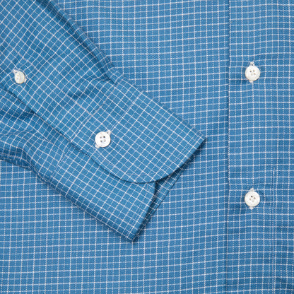Finamore Napoli Luigi Cotton-Cashmere Shirt in Blue Check