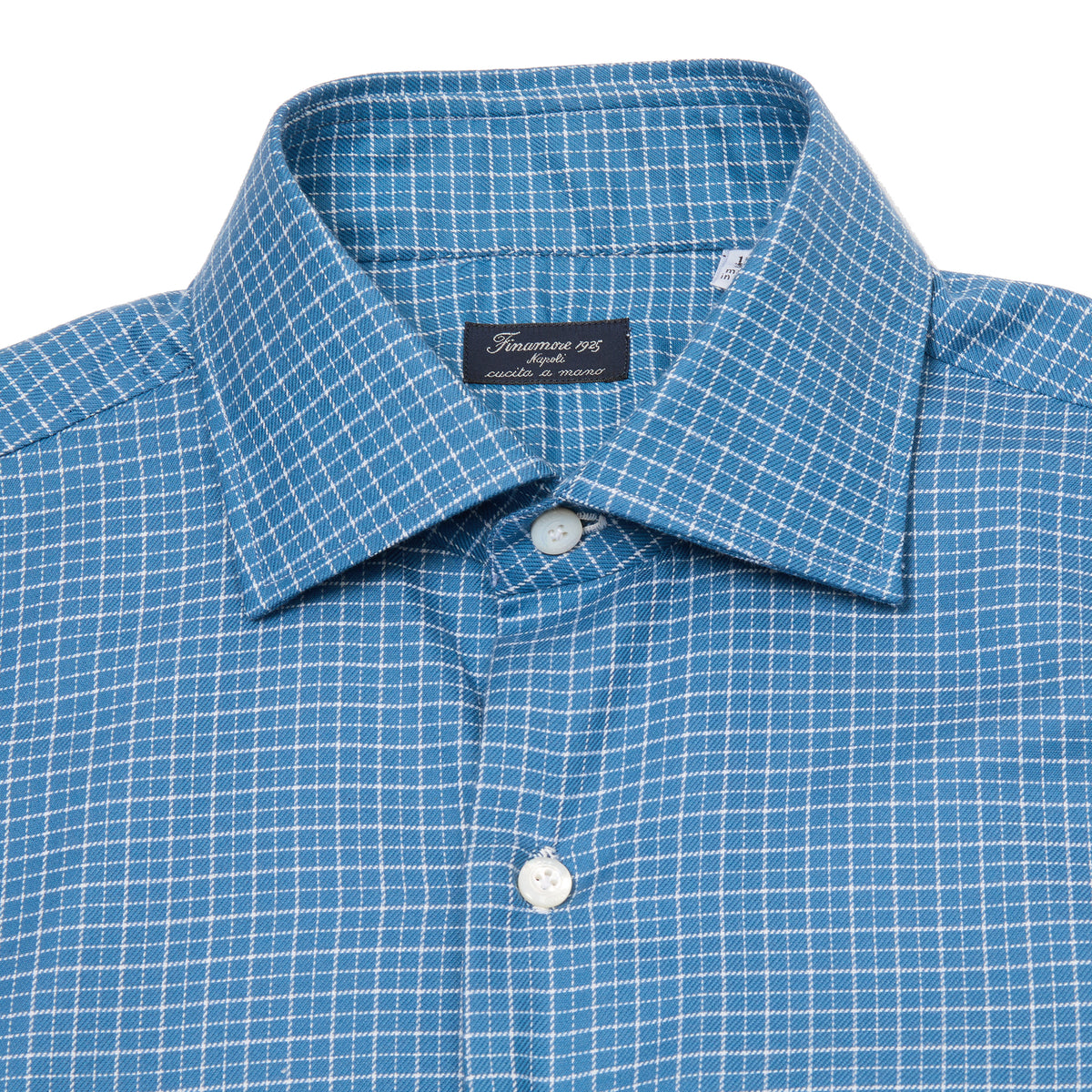 Finamore Napoli Luigi Cotton-Cashmere Shirt in Blue Check