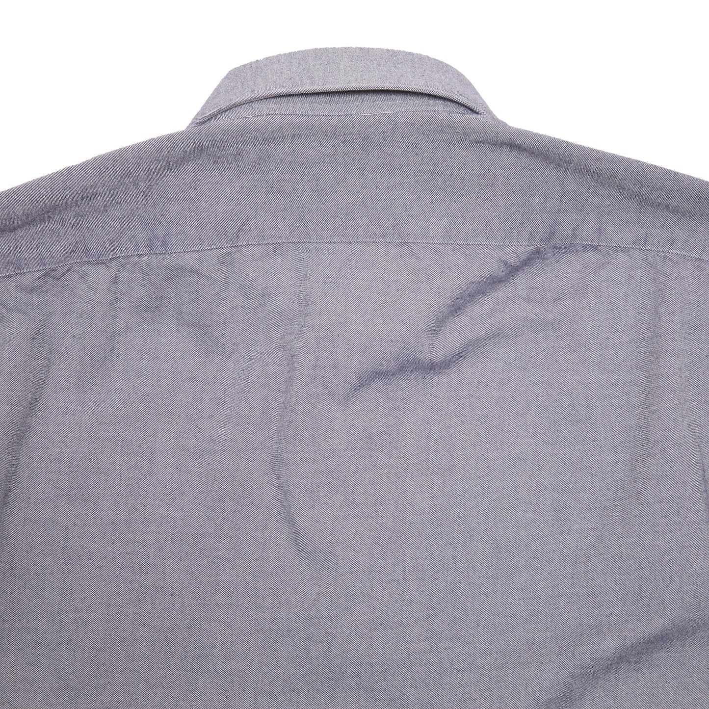 Finamore Tokyo Luigi Cotton Shirt in Indigo. A midweight flannel shirt in a blue-grey cotton. Spread collar.