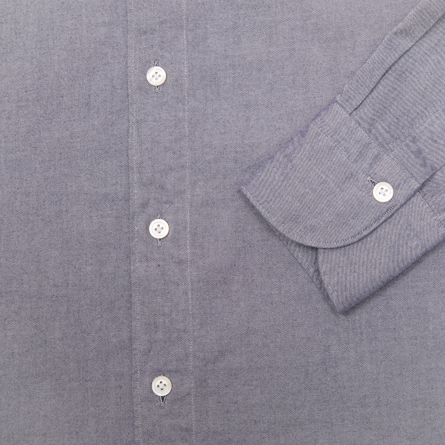 Finamore Tokyo Luigi Cotton Shirt in Indigo. A midweight flannel shirt in a blue-grey cotton. Spread collar.