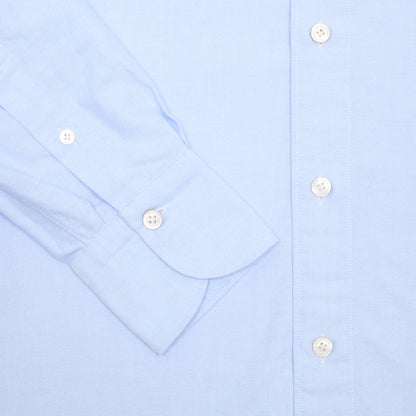 Finamore Tokyo Luigi Cotton Shirt in Blue. A Classic blue Oxford shirt, but with a spread collar.
