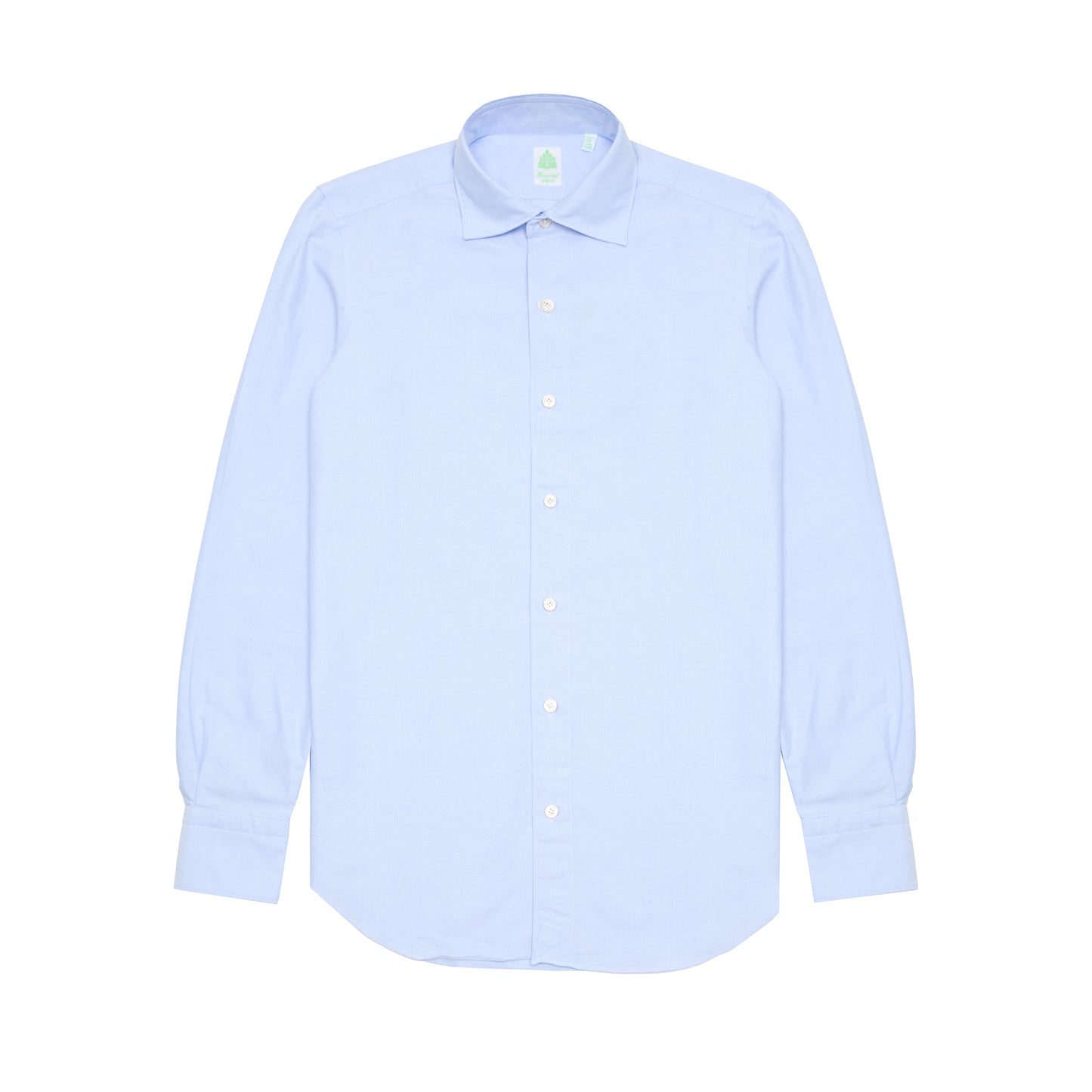 Finamore Tokyo Luigi Cotton Shirt in Blue. A Classic blue Oxford shirt, but with a spread collar.