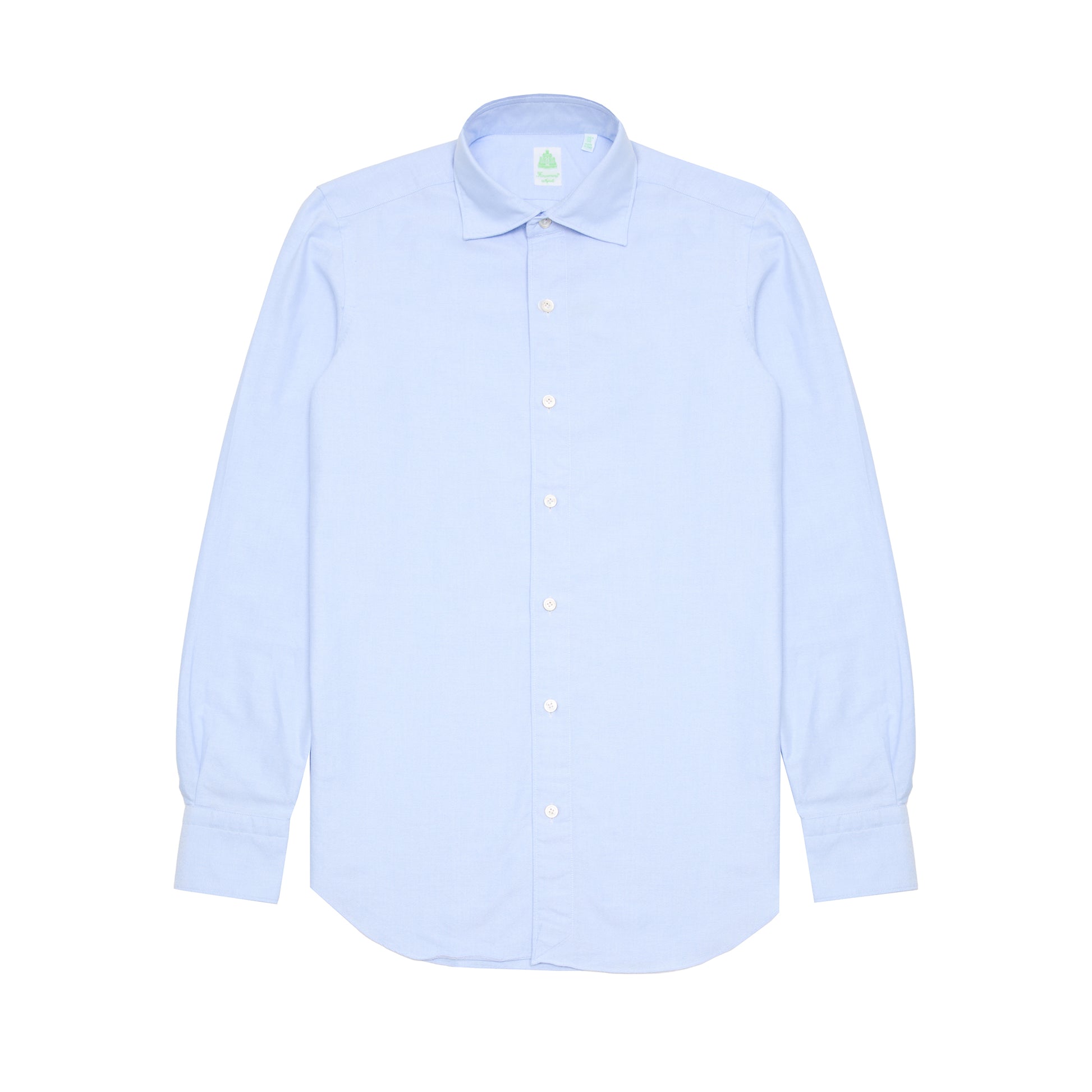 Finamore Tokyo Luigi Cotton Shirt in Blue. A Classic blue Oxford shirt, but with a spread collar.