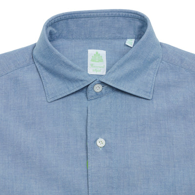 Finamore Tokyo Luigi Original Chambray Shirt in Light Blue