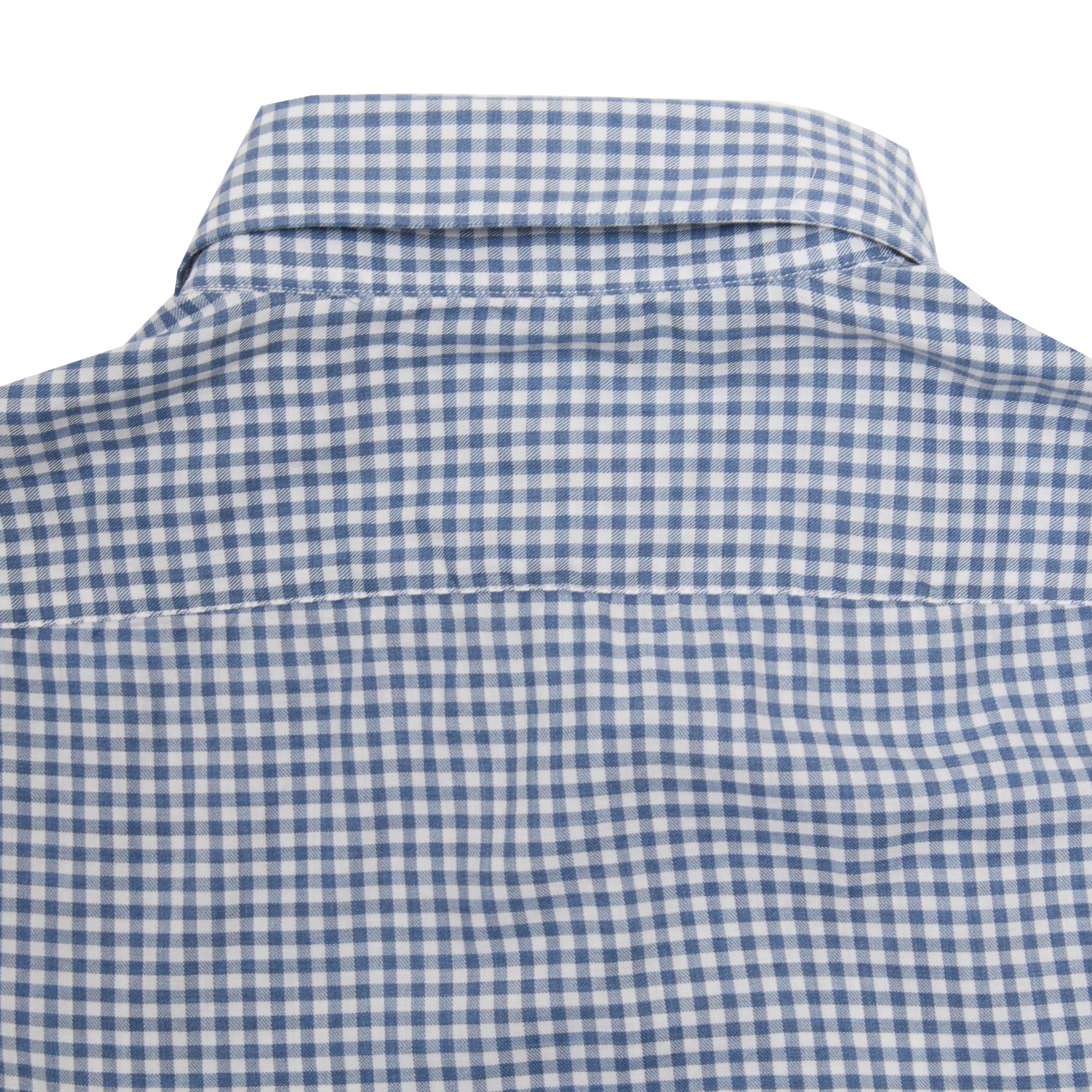 Finamore Tokyo Leonardo Gingham Button-Down Shirt in Blue. A flannel button down in a small blue and white gingham check.