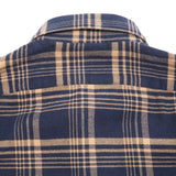 Finamore Tokyo Cotton Flannel Shirt in Navy / Tan