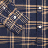 Finamore Tokyo Cotton Flannel Shirt in Navy / Tan