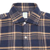 Finamore Tokyo Cotton Flannel Shirt in Navy / Tan