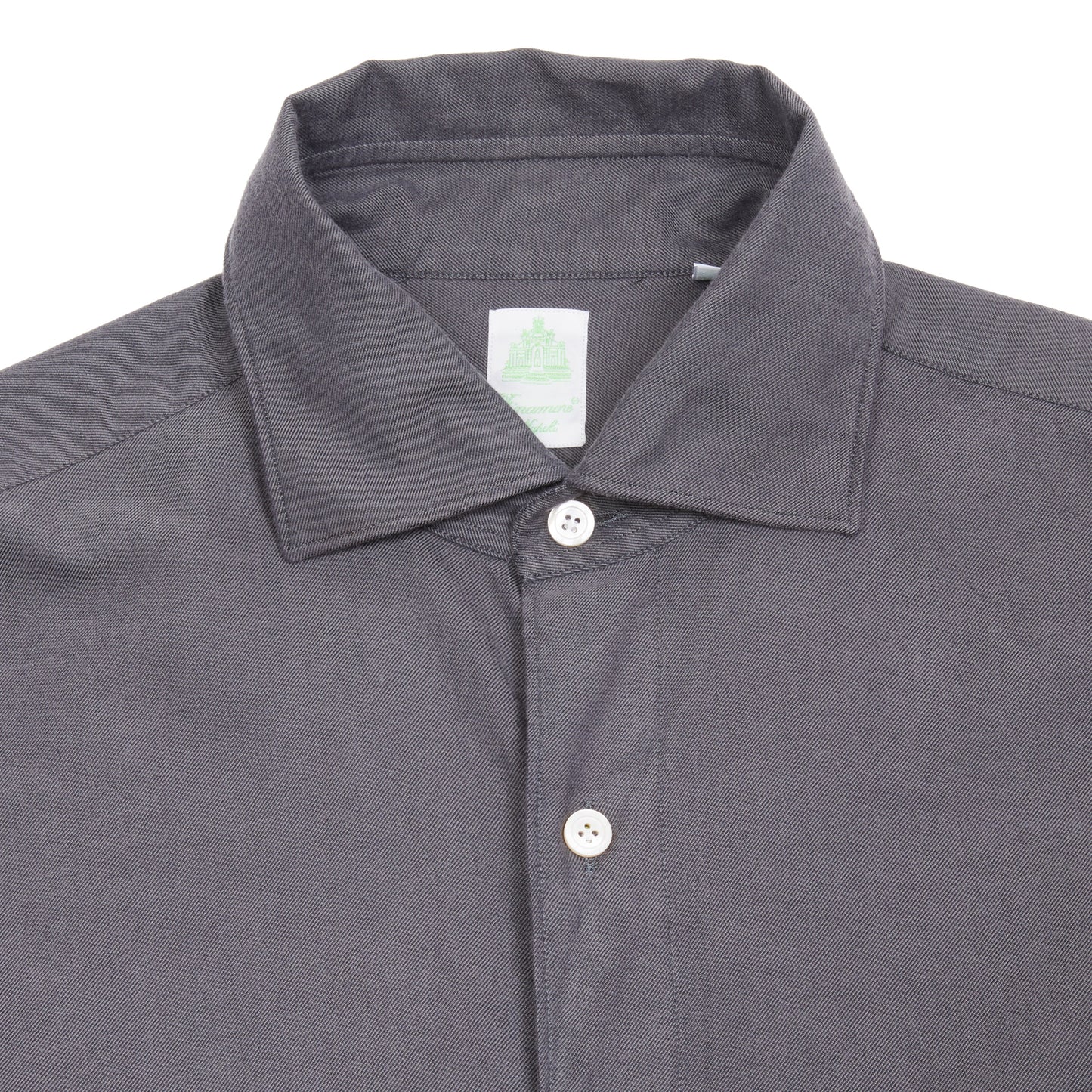 Finamore Gaeta Luigi Cotton Flannel Shirt in Dark Grey 2
