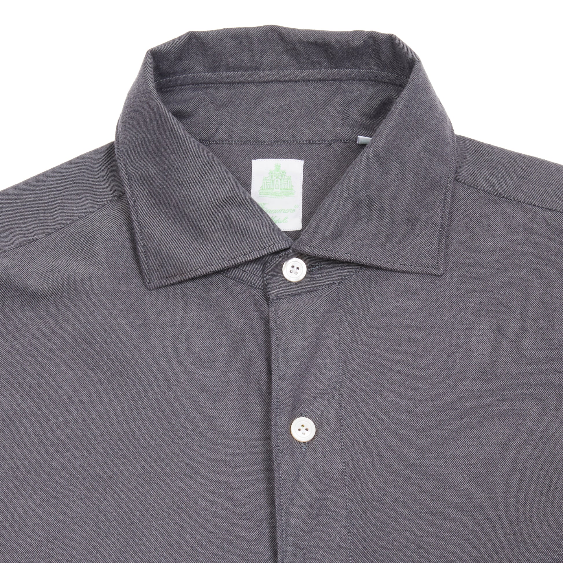 Finamore Gaeta Luigi Cotton Flannel Shirt in Dark Grey 2