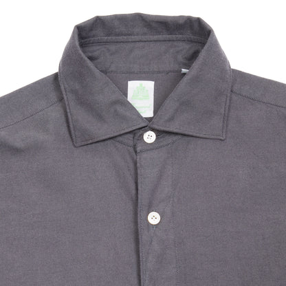Finamore Gaeta Luigi Cotton Flannel Shirt in Dark Grey 2