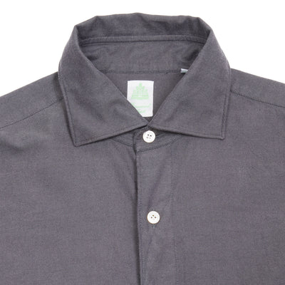 Finamore Gaeta Luigi Cotton Flannel Shirt in Dark Grey 2
