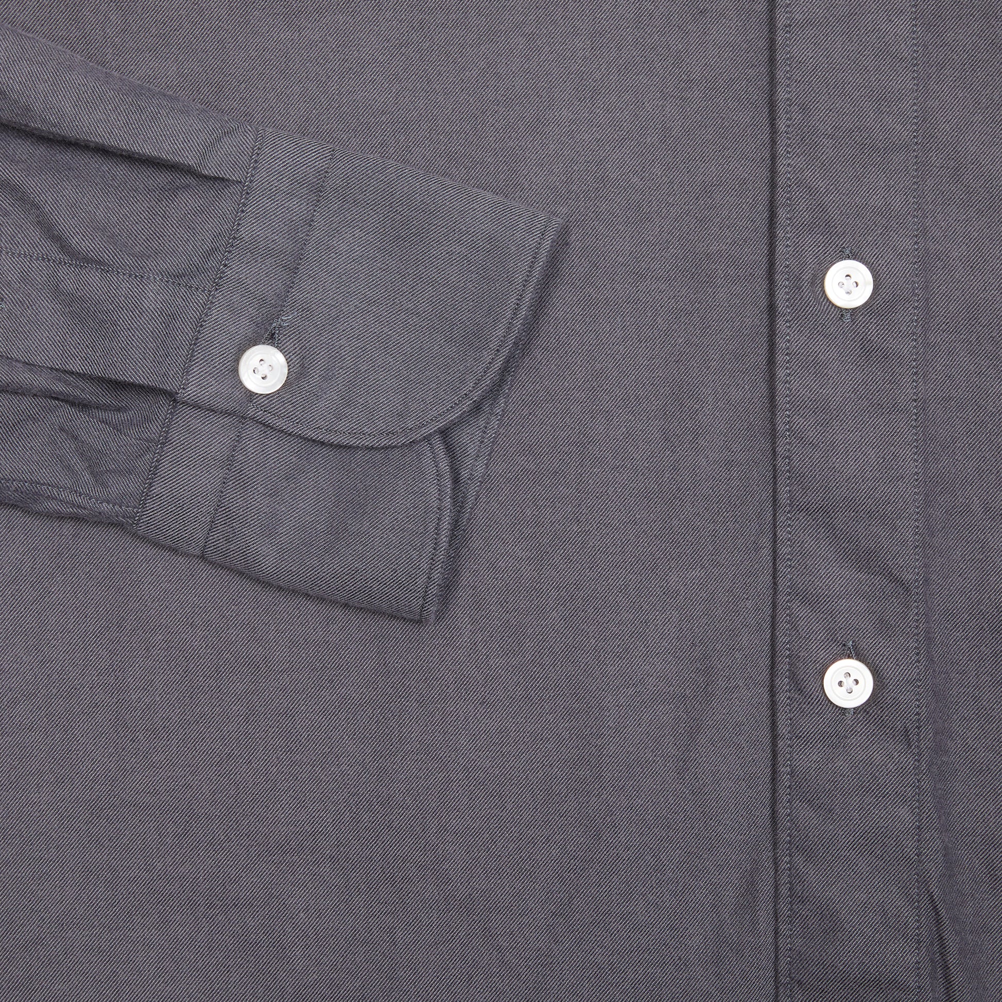 Finamore Gaeta Luigi Cotton Flannel Shirt in Dark Grey 3