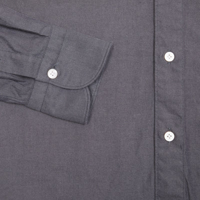 Finamore Gaeta Luigi Cotton Flannel Shirt in Dark Grey 3