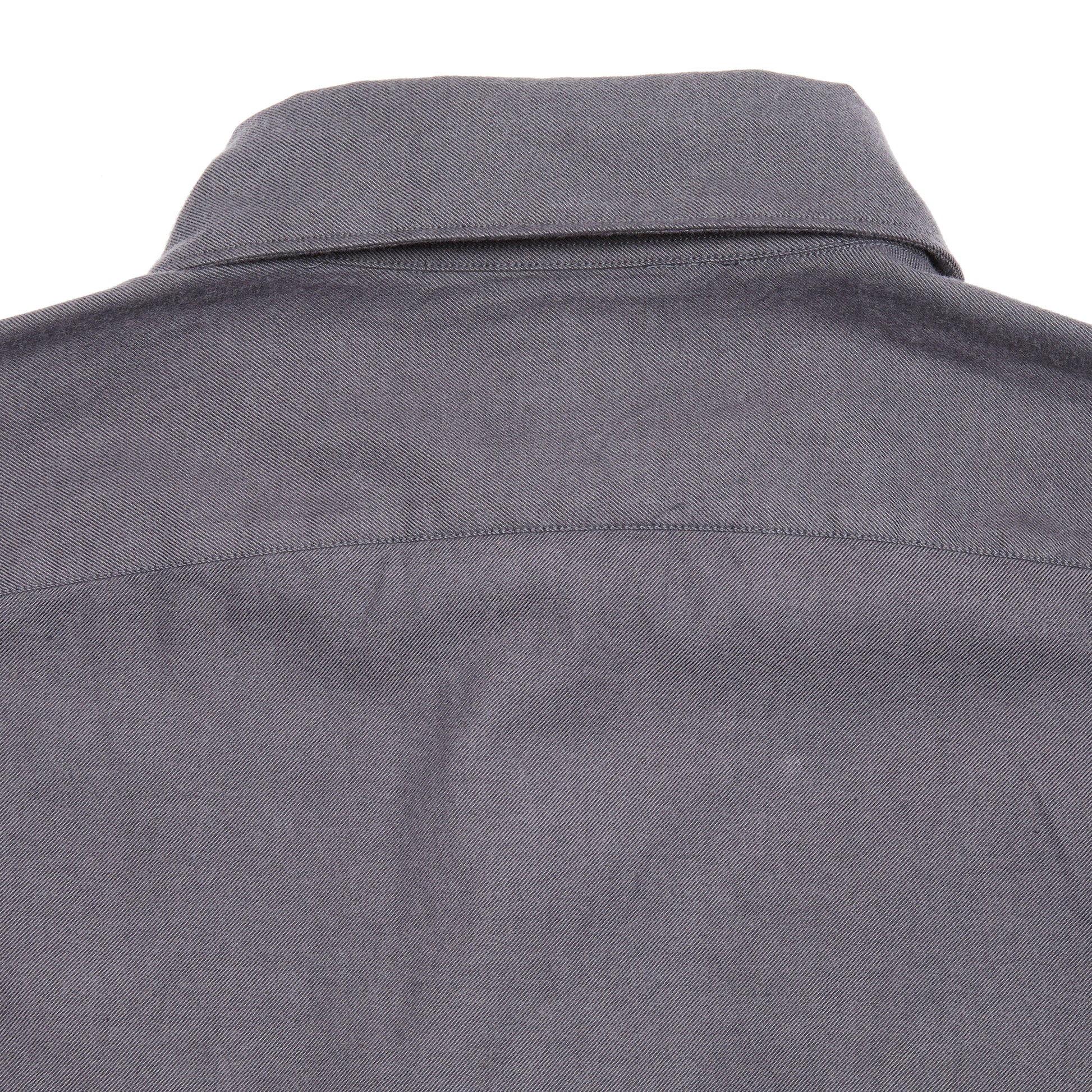 Finamore Gaeta Luigi Cotton Flannel Shirt in Dark Grey 4
