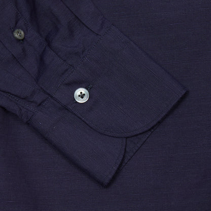 Finamore Tokyo Luigi Cotton/Linen Shirt in Midnight Blue