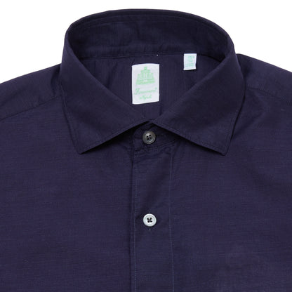 Finamore Tokyo Luigi Cotton/Linen Shirt in Midnight Blue