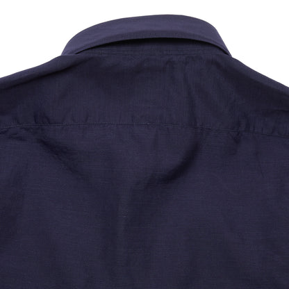 Finamore Tokyo Luigi Cotton/Linen Shirt in Midnight Blue
