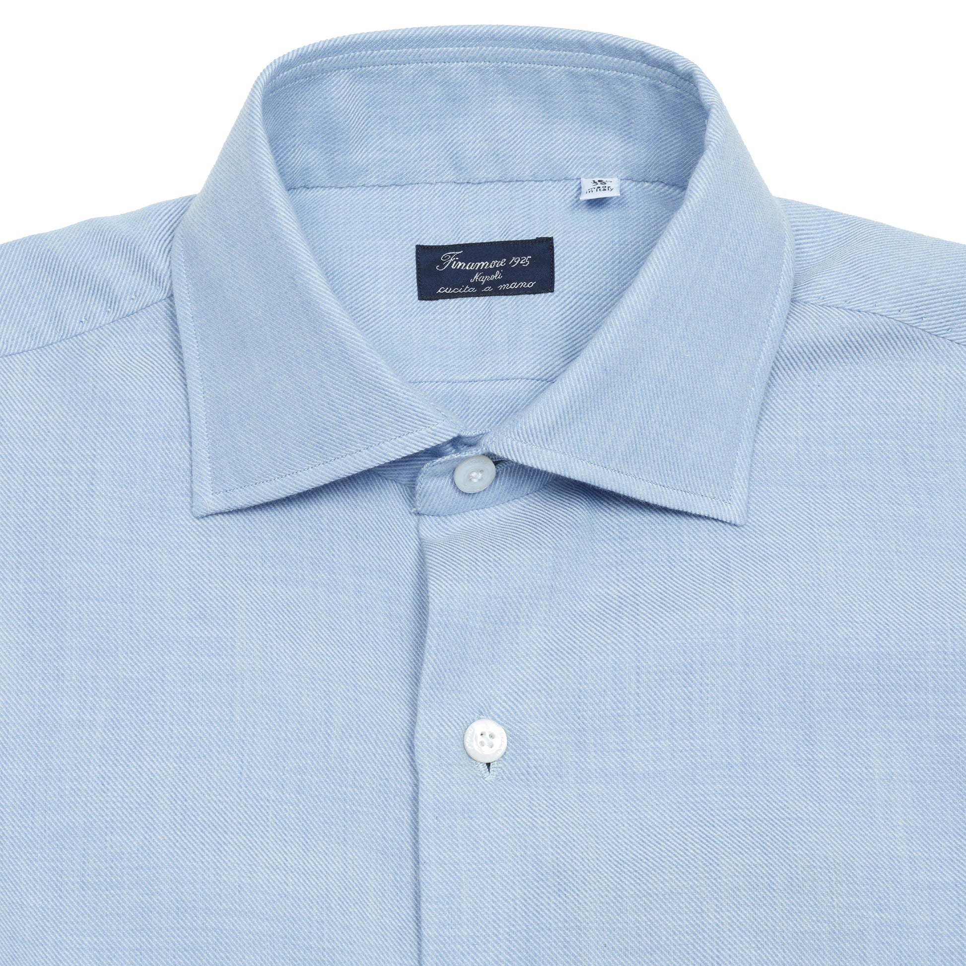 Finamore Napoli Cotton/Cashmere Shirt in Light Blue