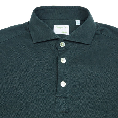 Finamore Orlando Cotton/Cashmere Polo Shirt in Dark Green