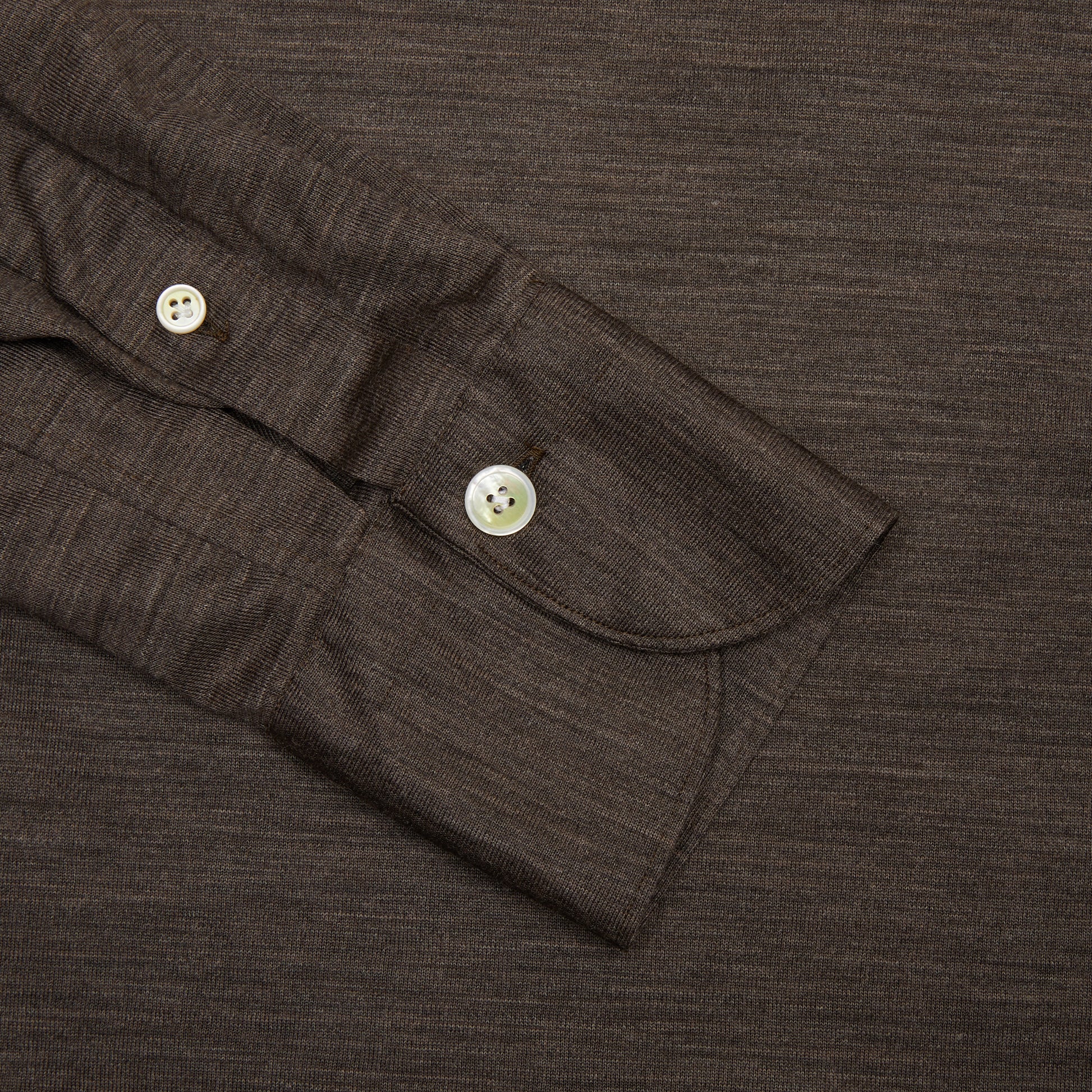 Finamore Orlando Virgin Wool Jersey Polo in Brown
