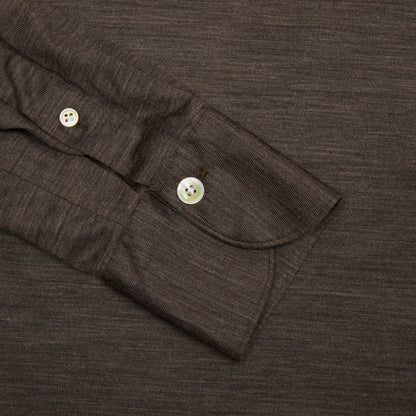 Finamore Orlando Virgin Wool Jersey Polo in Brown