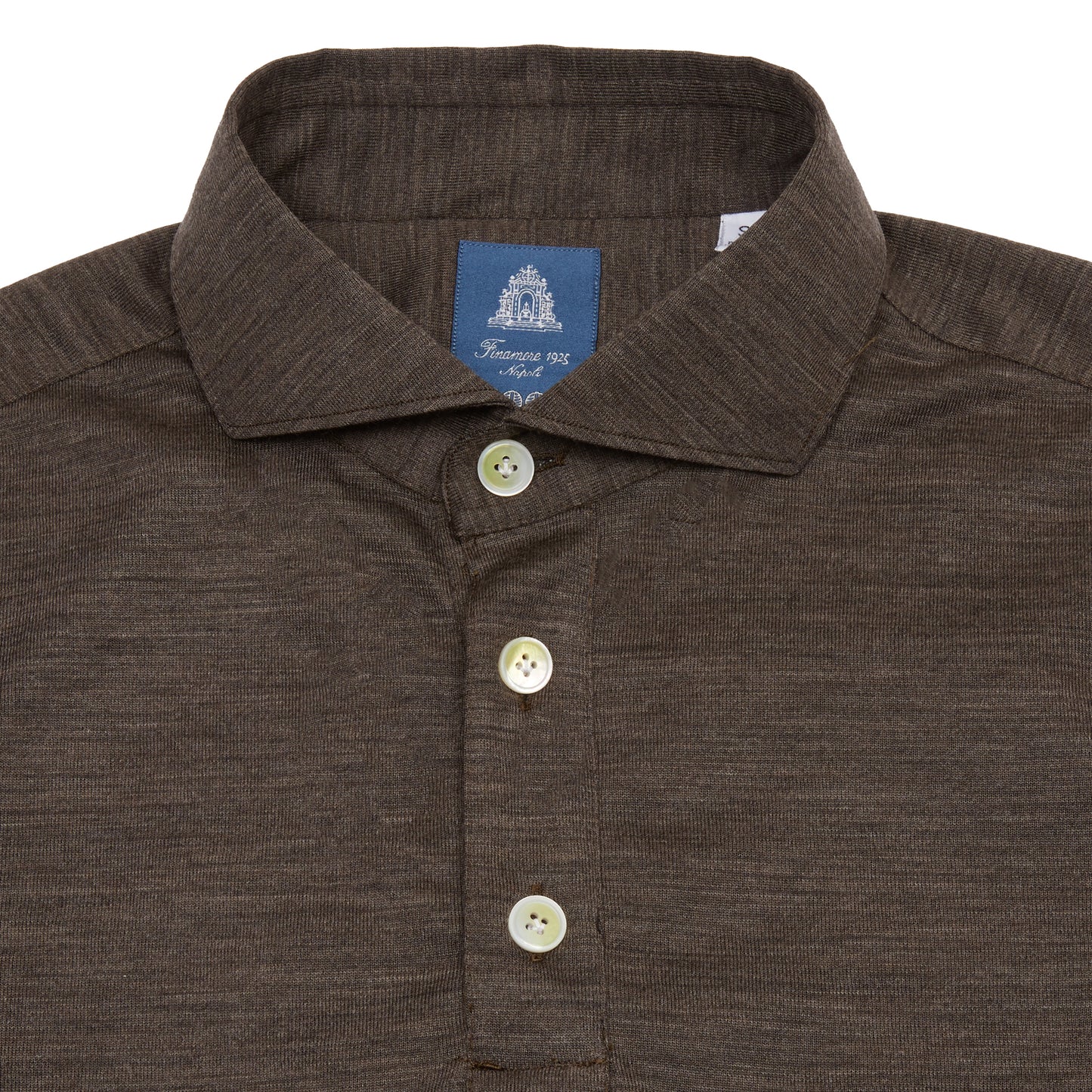 Finamore Orlando Virgin Wool Jersey Polo in Brown