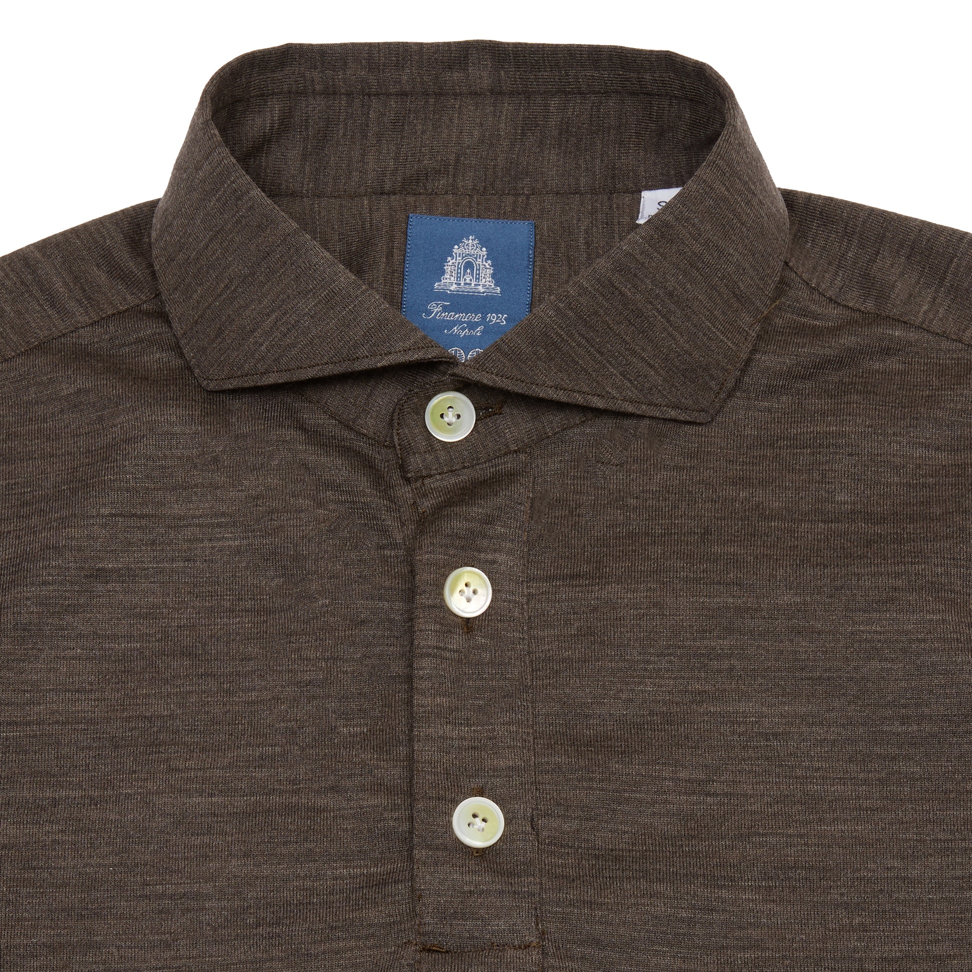 Finamore Orlando Virgin Wool Jersey Polo in Brown