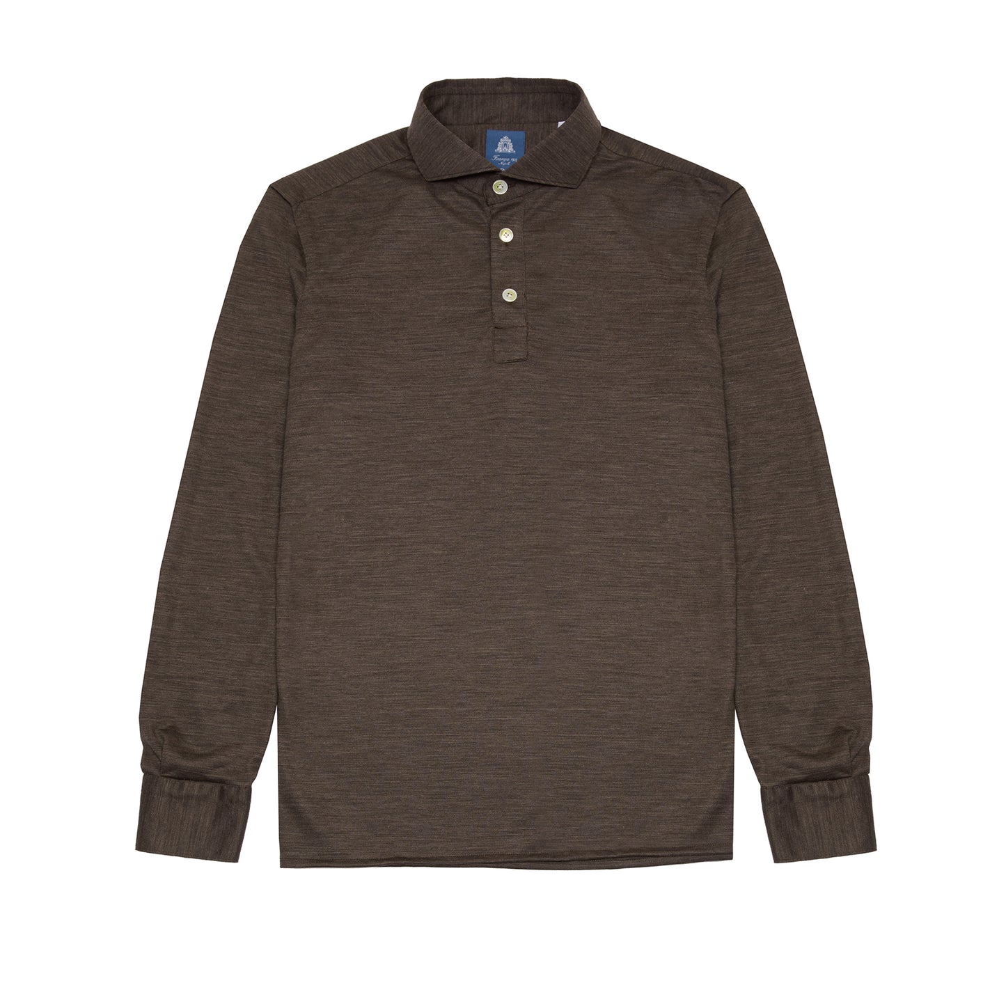 Finamore Orlando Virgin Wool Jersey Polo in Brown