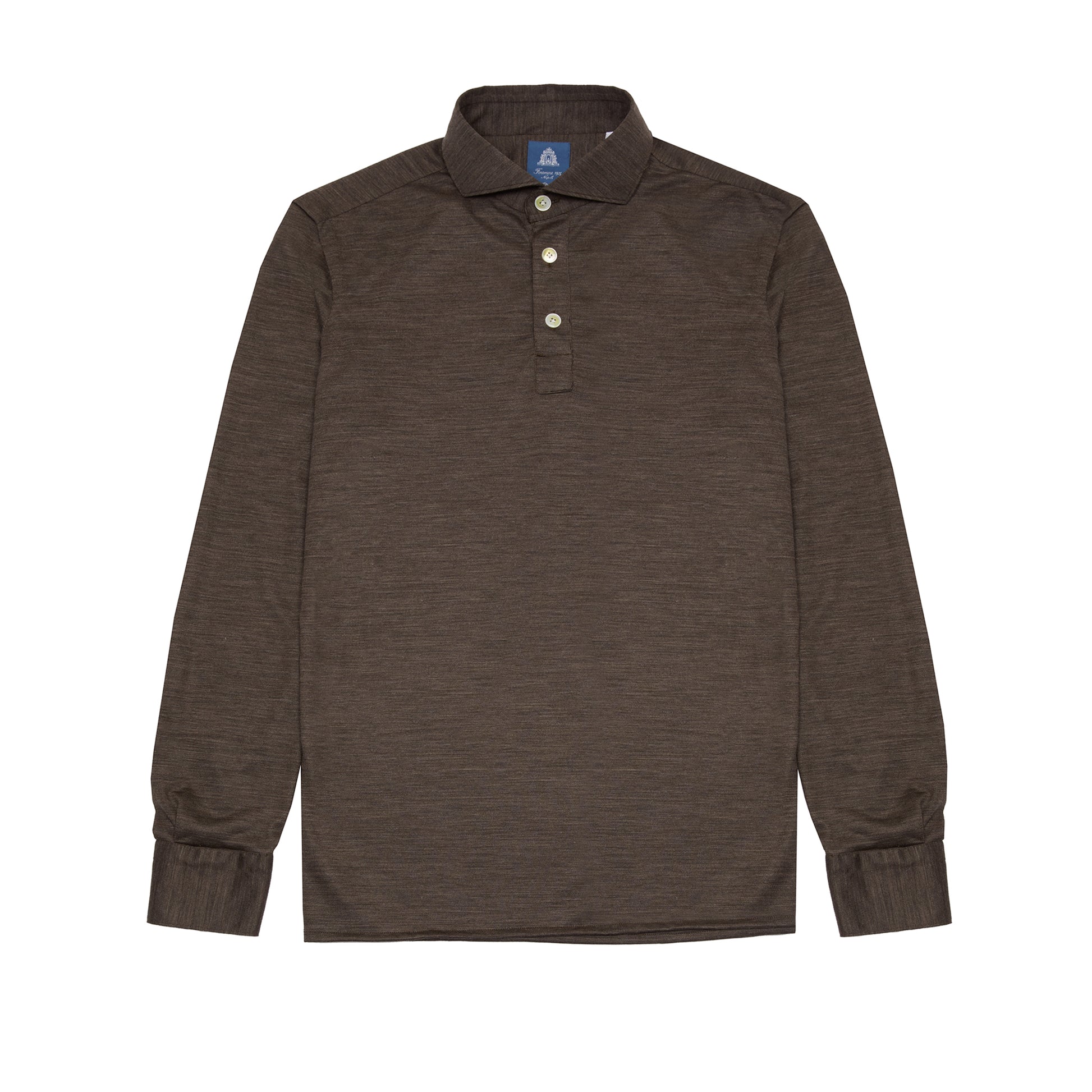 Finamore Orlando Virgin Wool Jersey Polo in Brown