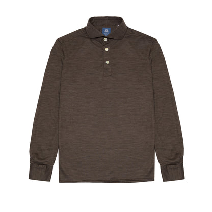 Finamore Orlando Virgin Wool Jersey Polo in Brown