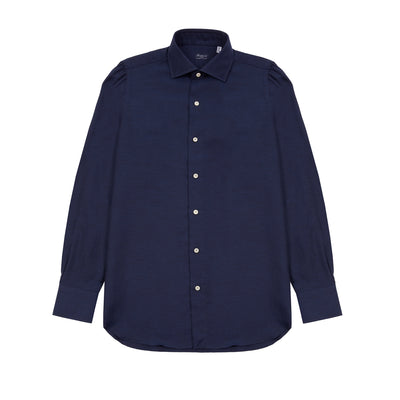 Finamore Napoli Cotton/Cashmere Shirt in Navy