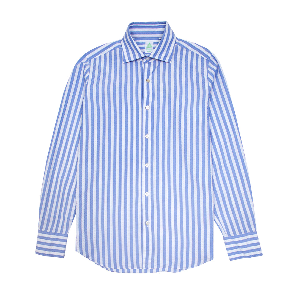 Finamore Tokyo Luigi Seersucker Shirt in Blue and White Stripe – Dick's ...