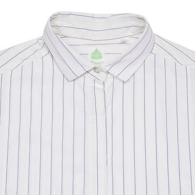 Finamore Women's Divina Shirt in White/Blue Pin Stripe