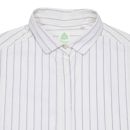 Finamore Women's Divina Shirt in White/Blue Pin Stripe